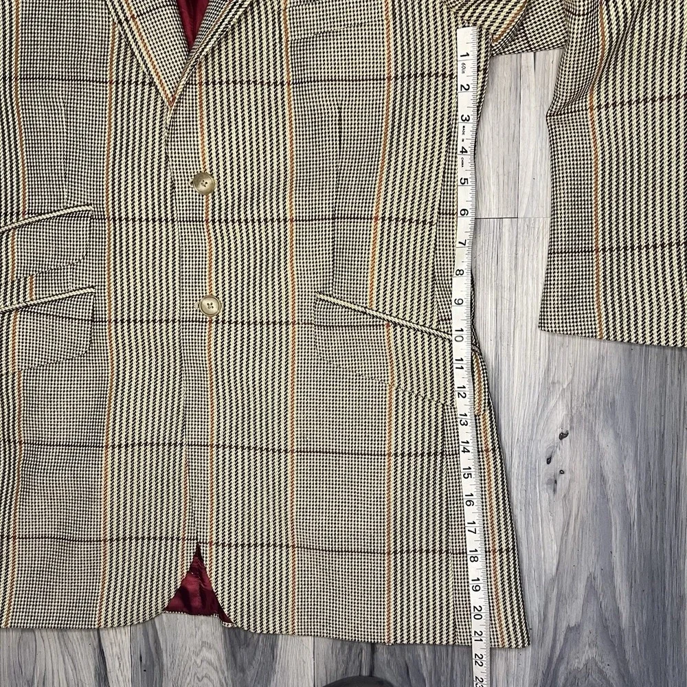 Crombie Mens 40 Wool Tweed Blazer Sport Coat Windowpane Glen Plaid Jacket Preppy